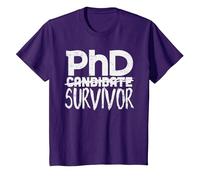Phd Survivor Shirt Doctorate Graduation Maglietta, Bambini, Viola, 6 Anni
