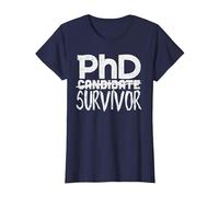 Phd Survivor Shirt Doctorate Graduation Maglietta, Donna, Navy, 3XL