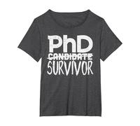 Phd Survivor Shirt Doctorate Graduation Maglietta, Donna Plus-Size, Grigio Scuro, 2X