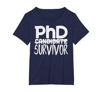 Phd Survivor Shirt Doctorate Graduation Maglietta, Donna Plus-Size, Navy, 2X