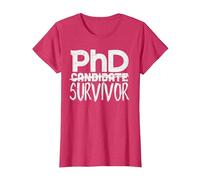 Phd Survivor Shirt Doctorate Graduation Maglietta, Donna, Rosso mélange, S
