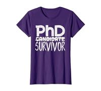 Phd Survivor Shirt Doctorate Graduation Maglietta, Donna, Viola, M