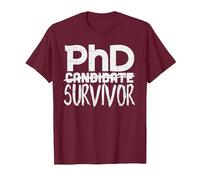 Phd Survivor Shirt Doctorate Graduation Maglietta, Uomo, Bordeaux, XXL