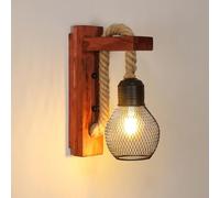 Pheashine Lampada da Parete Vintage Nera, Applique da Parete per Interni in Legno, Attacco E27, Adatta per Camere da Letto, Corridoi, Sale da Pranzo, Bar e Altri Ambienti (Lampadina Non Inclusa)