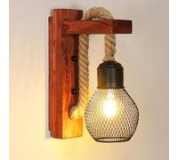 Pheashine Lampada da Parete Vintage Nera E27 in Legno | Applique Per Camera da Letto, Corridoio, Sala da Pranzo, Bar, Lampadina Non Inclusa