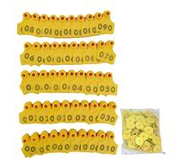 Phefop 100 Etichette per Orecchie di Bestiame in TPU con Numeri da 001 a 100, Etichette per Orecchie di Maiale e Mucca Durevoli e Anti Sbiadimento con Chiodi in Rame per (YELLOW)