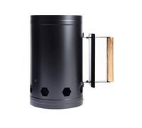 Phefop Accendifuoco per a Carbone, Cucina All'aperto, Accessorio per Barbecue, Secchio per Fuoco in Acciaio Inossidabile per Secchio a Carbone, con Manico in Legno, per Barbecue a (BLACK)