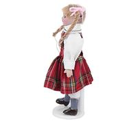 Phefop Bambola in Porcellana con Treccia Lunga in Abito Rosso, Bambola in Miniatura per Casa delle Bambole in Ceramica con Bellissimo Design, Perfetta per il Gioco dei Bambini e la Decorazione della