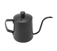 Phefop Bollitore per caffè a Collo di Cigno, Contenitore per Gocciolamento a Mano con Beccuccio Lungo e Stretto in Acciaio Inossidabile 304 per Preparazione di Birra di (350 ml nero con coperchio)