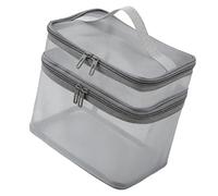 Phefop Borsa per il Trucco in Rete Borsa per Cosmetici in Nylon a Doppio Strato da Toilette da Viaggio Semi Trasparente di Grande capacità per gli Ospiti dell'hotel Viaggi d'affari Pendolari (GRAY)