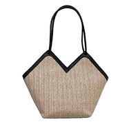 Phefop Borsa per Spalle a Assii Intrecciata per Donne, Borsa in Pelle di Paglia con Grande capacità, per Uso Quotidiano, Lavoro, Borsa Casual Classica, per Lei (BLACK)