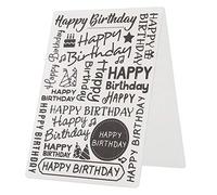 Phefop Cartellina per Goffratura Happy Birthday, Gomma Termoplastica, Ideale per Scrapbooking e Creazione di Biglietti, Dimensioni 18 X 12,5 Cm per Progetti Fai da Te