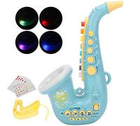 Phefop Giocattolo di Sassofono per Bambini, Strumento Musicale Educativo con Regolazione del Volume, Sviluppa il Cervello Giusto, Materiale Plastico, Oltre 3 Anni ((Blue - versione inglese))