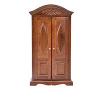 Phefop Guardaroba per Casa delle Bambole in Scala 1:12, Mobili Vintage in Miniatura in Legno con ante Apribili per la Camera da Letto della Casa delle Bambole, Giardino delle Fate e (BROWN)