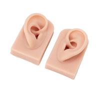Phefop Modello di Perforazione in Silicone 2 Pezzi, Modello a Orecchio Umano Flessibile per le Orecchie di Perforazione e Insegnamento 'agopuntura, Design Portatile e Compatto (Colore della pelle