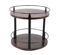 Phefop Organizzatore per Condimenti per Giradischi in Legno, Scaffale Girevole a 360° con Parapetti, Elegante Ripiano da per Barattoli e Bottiglie Nella Dispensa (2 livelli)