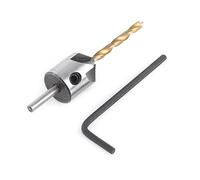 Phefop Punta da Trapano per Svasatore in Acciaio, Punta Combinata per Trapano e Svasatore per la Lavorazione del Legno con 10 Misure da 3 Mm a 10 Mm e Chiave (Singola da 3,5 + chiave piccola)