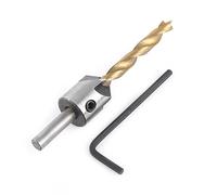 Phefop Punta da Trapano per Svasatore in Acciaio, Punta Combinata per Trapano e Svasatore per la Lavorazione del Legno con 10 Misure da 3 Mm a 10 Mm e Chiave (Singola 6mm + chiave piccola)