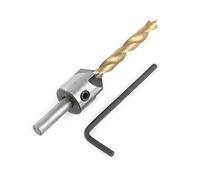 Phefop Punta da Trapano per Svasatore in Acciaio, Punta Combinata per Trapano e Svasatore per la Lavorazione del Legno con 10 Misure da 3 Mm a 10 Mm e Chiave (Singola 5mm + chiave piccola)