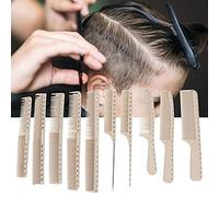 Phefop Salone di Acconciatura per Capelli Pettine da 10 Pezzi in Fibra di Carbonio Set con Scala di Misurazione dei Denti Lisce per lo Styling di Taglio dei Capelli -statica (pettine)