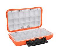 Phefop Scatola per Attrezzatura da Pesca, Organizer Impermeabile in ABS con Scomparti Mobili, Custodia da 20 X 11,5 X 5 Cm con Chiusura a Leva per Viaggi in Mare Pesca Alla Carpa Al Colpo (ORANGE)