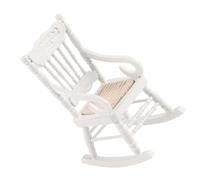 Phefop Sedia a Dondolo per Casa delle Bambole, Mini Poltrona in Legno per Box/Cover in Scala 1:12, Affascinante Decorazione per Casa delle Bambole per Bambini (WHITE)