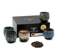 Pheniox Set di tazze da caffè Tibet Mini | 5 pezzi | 100 ml | tazze di alta qualità in gres | senza manico | lavabile in lavastoviglie | espresso | moka | bicchiere per spezie | regalo dal design