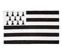 PHENO FLAGS Bandiera della Bretagna - Bandiera bretone 90x150 cm con occhielli in ottone - Bandiera resistente alle intemperie per asta della bandiera - 100% poliestere