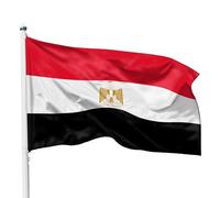 PHENO FLAGS Bandiera Egitto 90x150cm - egiziana - resistente alle intemperie con occhielli in ottone - 100% poliestere - cuciture doppie robuste e colori vivaci - ideale per gli amanti delle bandiere