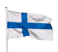 PHENO FLAGS Bandiera Finlandia 90x150cm - finlandese - resistente alle intemperie con occhielli in ottone - 100% poliestere - cuciture doppie robuste e colori vivaci - per gli amanti delle bandiere