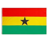 PHENO FLAGS Bandiera Ghana 90x150cm - ghanese - resistente alle intemperie con occhielli in ottone - 100% poliestere - cuciture doppie robuste e colori vivaci - ideale per gli amanti delle bandiere