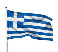 PHENO FLAGS Bandiera Grecia 90x150cm - greca - resistente alle intemperie con occhielli in ottone - 100% poliestere - cuciture doppie robuste e colori vivaci - ideale per gli amanti delle bandiere