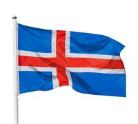 PHENO FLAGS Bandiera Islanda 90x150cm - islandese - resistente alle intemperie con occhielli in ottone - 100% poliestere - cuciture doppie robuste e colori vivaci - per gli amanti delle bandiere
