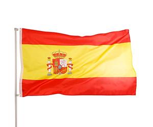 PHENO FLAGS Bandiera Premium Spagna 90x150 cm - estremamente resistente alle intemperie - occhielli in metallo e tecnologia di sigillatura speciale - doppio orlo e colori brillanti e vivaci