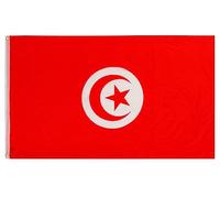 PHENO FLAGS Bandiera Tunisia 90x150cm - tunisina - resistente alle intemperie - con occhielli in ottone - 100% poliestere - cuciture doppie robuste e colori vivaci - per gli amanti delle bandiere