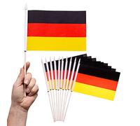 PHENO FLAGS Bandierina della Germania - Bandiera tedesca 12,7 x 20,32 cm - Bandiera con asta di 30cm - 10 bandierine per ogni set - poliestere