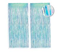 PHENO FLAGS Tenda a frange neon brillante 2 pezzi, 1x2,5 m - decorazione brillante per Capodanno con un aspetto metallico scintillante, ghirlanda a frange per la tua festa