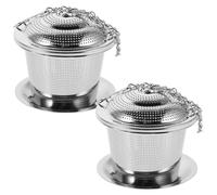 PHENOFICE 2 pezzi Colino da tè Infusore a sfera Filtro a rete in acciaio inossidabile con gancio a catena esteso per foglie di tè sfuse Uso in tazza Bollitore Argento