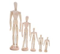 PHENOFICE 5 Pezzi Manichino in Legno con Supporto Modello Articolato Regolabile per Disegno Artistico Manichino da Tavolo per Studio Anatomia e Pratica di Disegno