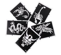 PHENOFICE 5pezzi Template Tatuaggi Temporanei Dragon Wolf Tiger Stencil Decorativi Hollow-out per Body Art Facili da Usare e Personalizzare con Glitter e Colori
