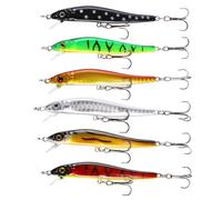PHENOFICE 6 Pezzi Esca Artificiale Mino per Pesca ABS 8,5cm Gancio 8# Esca da Pesca 3D Simulata Riutilizzabile in Mare