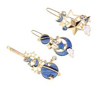 PHENOFICE Accessori Decorativi a Forma di Mezzaluna e Stella Fermagli in Lega Blu Set 3 Semplici e Raffinati per Quotidiano Chioma Donna
