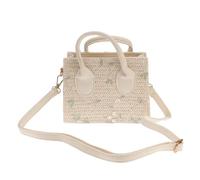 PHENOFICE Borsa a Spalla Intrecciata Borsa a Tracolla e Stile Vintage Bohémien Paglia e Pu Bianca Grande Capacità per Shopping e Feste Estate
