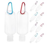 PHENOFICE Flaconi da Viaggio senza Odore in Petg Ricaricabili 50ml e Facile Trasporto Set 10 Pezzi con Gancio e Clip Moschettone Colore Casuale per Attività Outdoor