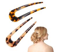 PHENOFICE Forcine per Chioma a Forma di U 2 Pezzi, Forcine per Chignon da Sposa in Acetato a Due Toni (marrone Scuro e Chiaro), Accessori Decorativi per Feste e Uso Colore Casuale