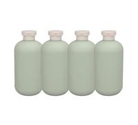 PHENOFICE Set 4 Bottiglie Dispenser Shampoo Balsamo e Bagnoschiuma 500ml in Plastico Verde, Sigillate e Riutilizzabili per Viaggio Design Elegante