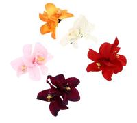 PHENOFICE Set 5 Pezzi Molletta Fiore per Chioma Hawaiani, Clip a Doppio Fiore Orchidea, Tessuto, Facile da Usare e Buona Presa per Donne e Ragazze, per Feste e Vita Quotidiana