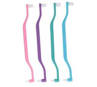 PHENOFICE Spazzolino Interdental Doppia Testa 4 Pezzi per Pulizia Orale Precisa Setole Piccole e Manico Curvo in Plastica per Regali e Uso Quotidiano