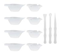 PHENOFICE Strumenti Riutilizzabili in Silicone Tazza Bianca Set 11 Pezzi per Miscelare Resina e Bastoncini per Mescolare, per Epoxi e Pittura Fai da Te