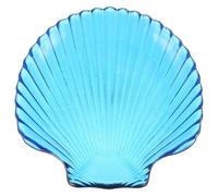 PHENOFICE Vassoio per Snack in Vetro a Forma di Conchiglia Blu, Resistente a Microonde e Freezer, per Intrattenimento e Tavola Tema Mare Creativo
